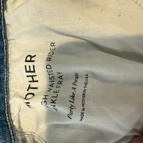 High Waisted Rider Ankle Fray Party Like A Pirate Jeans In Blue - Picture 3 of 5